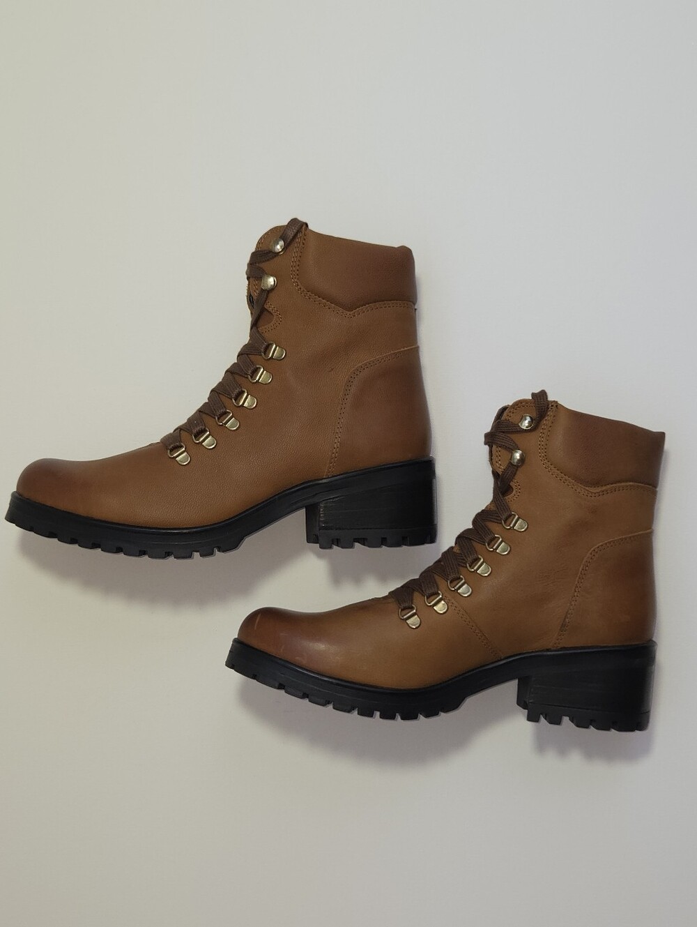 Steve Madden CALWAY Leather Lug Sole Hiker Combat Boots Brown Womens 11
